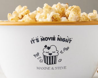 Personalised Movie Night Bowl - Movie Snacks Bowl - Personalised Gift for Couples - Gifts for Movie Lovers - Popcorn Bowl - Family Gift