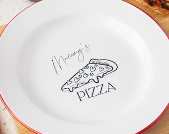 Custom Pizza Plate - Pizza Lover Gifts - Personalized Plate - Personalised Enamel Plate - Personalised Gift for Pizza Lover - New Home Gift
