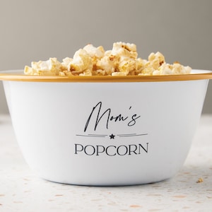 Custom Popcorn Bowl - Personalized Gift - Family Movie Night Enamel Popcorn Bowl - Personalised Bowl for Popcorn Lover - Movie Snack Bowl