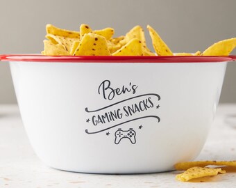 Gaming Snacks Bowl - Personalised Gift - Christmas Gift for Him – Birthday Gift for Gamer - Personalised Snack Bowl - Boyfriend Gift - Men