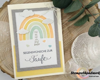 Karte zur Taufe mit Regenbogen inkl. Umschlag