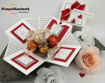 Explosions-Box / Überraschungsbox Liebe Valentinstag Jahrestag Hochzeitstag **READY2FINISH**