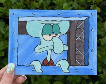 Squidward at the Krusty Krab - mini painting