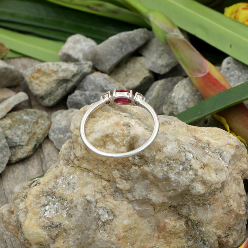 Natural Ruby and natural white diamond Engagement ring in 14kt solid white gold gift for her ring Christmas gift promise ring floral ring.