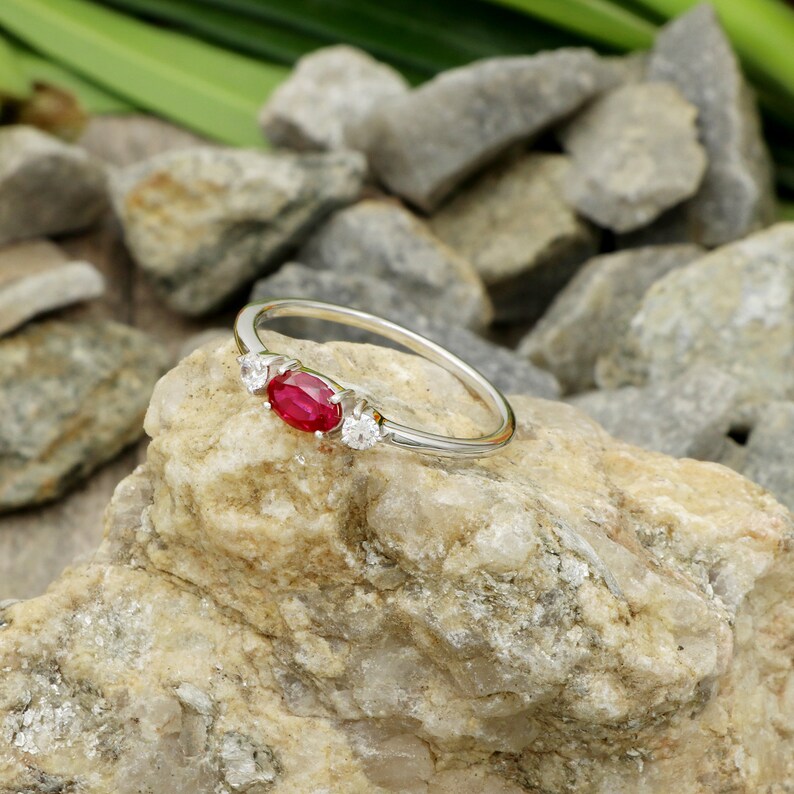 Natural Ruby and natural white diamond Engagement ring in 14kt solid white gold gift for her ring Christmas gift promise ring floral ring.
