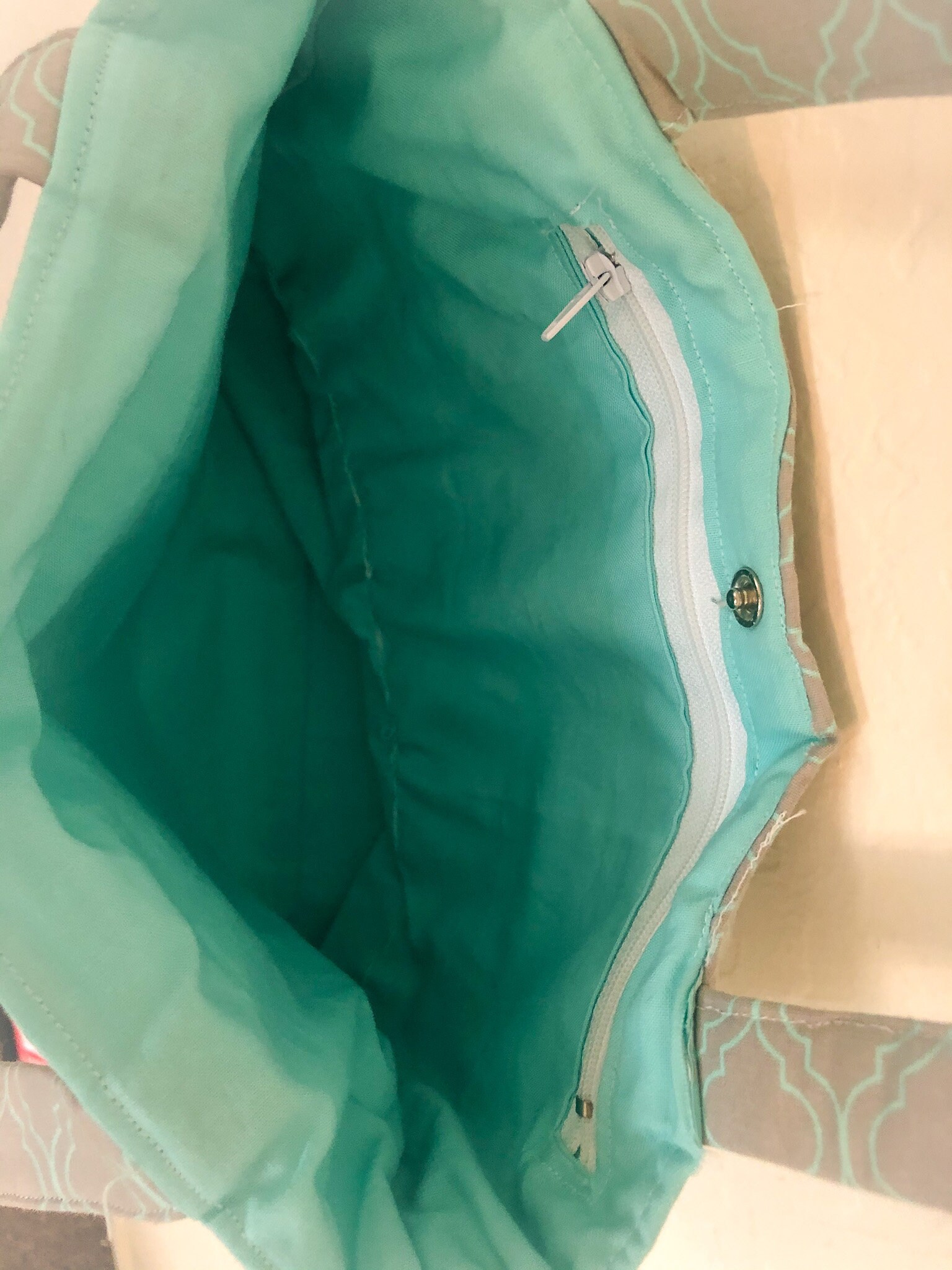 Handmade Gray & Teal Pattern Handbag Double Strap Handbag Etsy UK