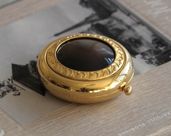Estée Lauder Powder Compact Vintage Puderdose The attitude lucidity Gold Taschenspiegel Farbstein