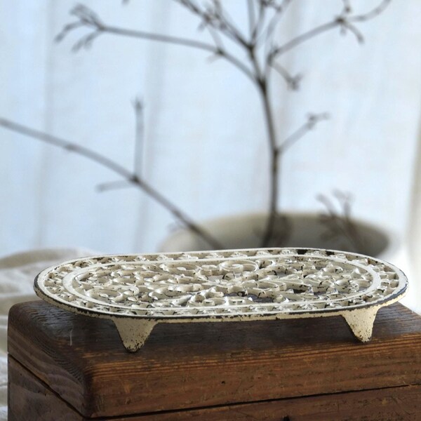 France antique coaster tray vintage white old storage decoration bathroom kitchen