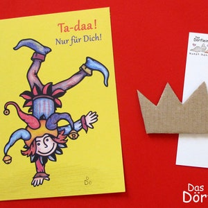 Harlekin Handstand Recycling-Postkarte A6 Bild 1