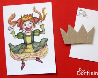 Prinzessin hüpft - Recycling-Postkarte A6
