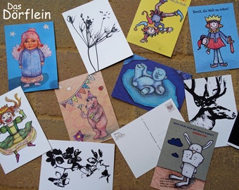 3 Postkarten - Das Dörflein - freie Wahl - A6, Recycling