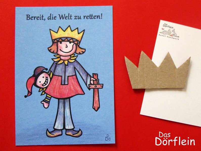 Prinz Prinzessin Recycling-Postkarte A6 Bild 1