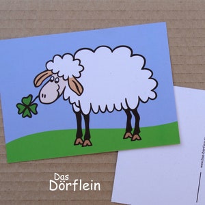 Postkarte - Schaf Kleeblatt - Recycling A6