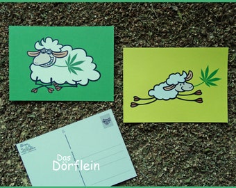 Postkarten-Set - 2 Hanfschafe - Recycling - A6