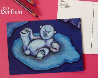 Eisbär - Recycling-Postkarte A6