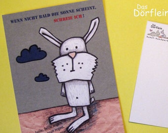 Hase ohne Sonne - Recycling-Postkarte A6