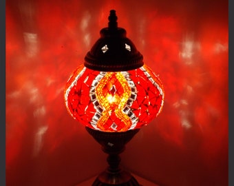 Mosaïque - lampe de table M Lampe orientale Lampe mosaïque Lampes mosaïque Samarkand-Lights Rouge