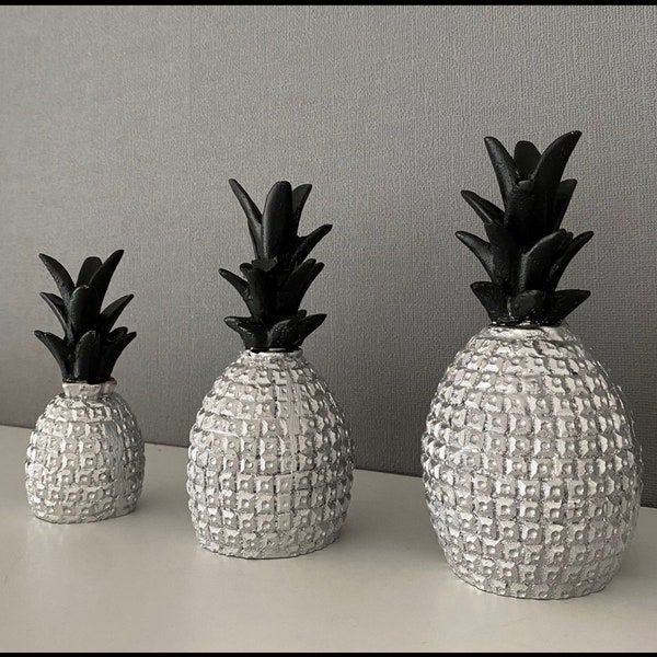 Ananas - 3. Set Skulptur, Home Decor, Büro Dekor, Statuen, Geschenke, Silber , World, Deko Samarkand-Lights