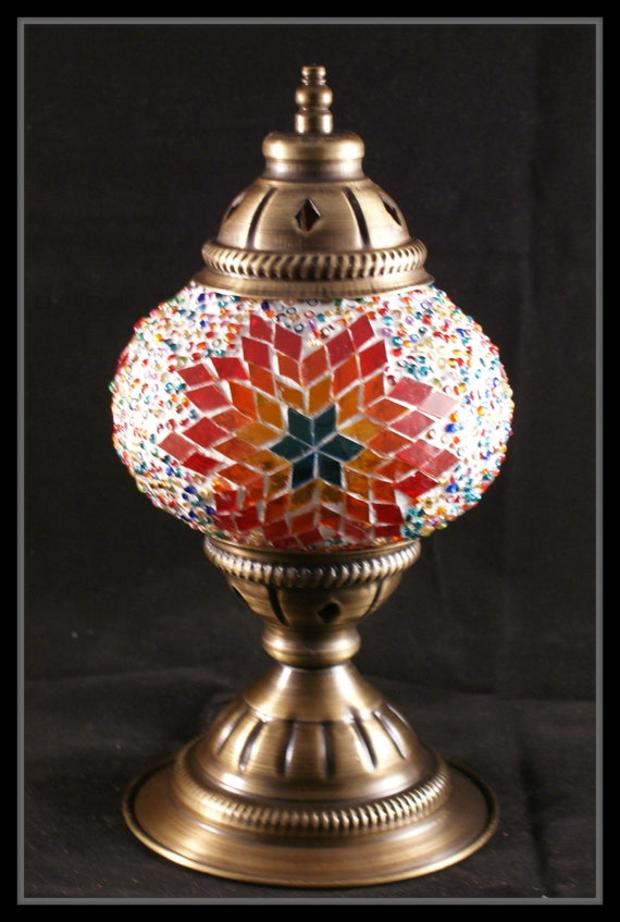 Mosaik M Mosaiklampe orientalische Lampe Samarkand-Lights Orange Blau Stern 