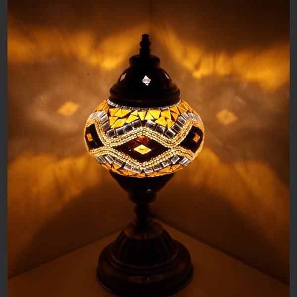 Mosaik - Tischlampe M Orientalische Lampe Mosaiklampe Mosaik-lampen Samarkand-Lights Gold