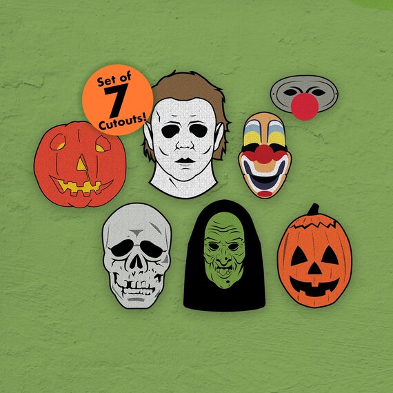 Set Of 7 Vintage Style Halloween Film Series Cutout Etsy
