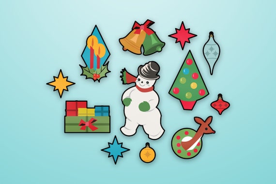 Set Of 12 Vintage Style Limited Edition Retro Christmas Cutout Etsy