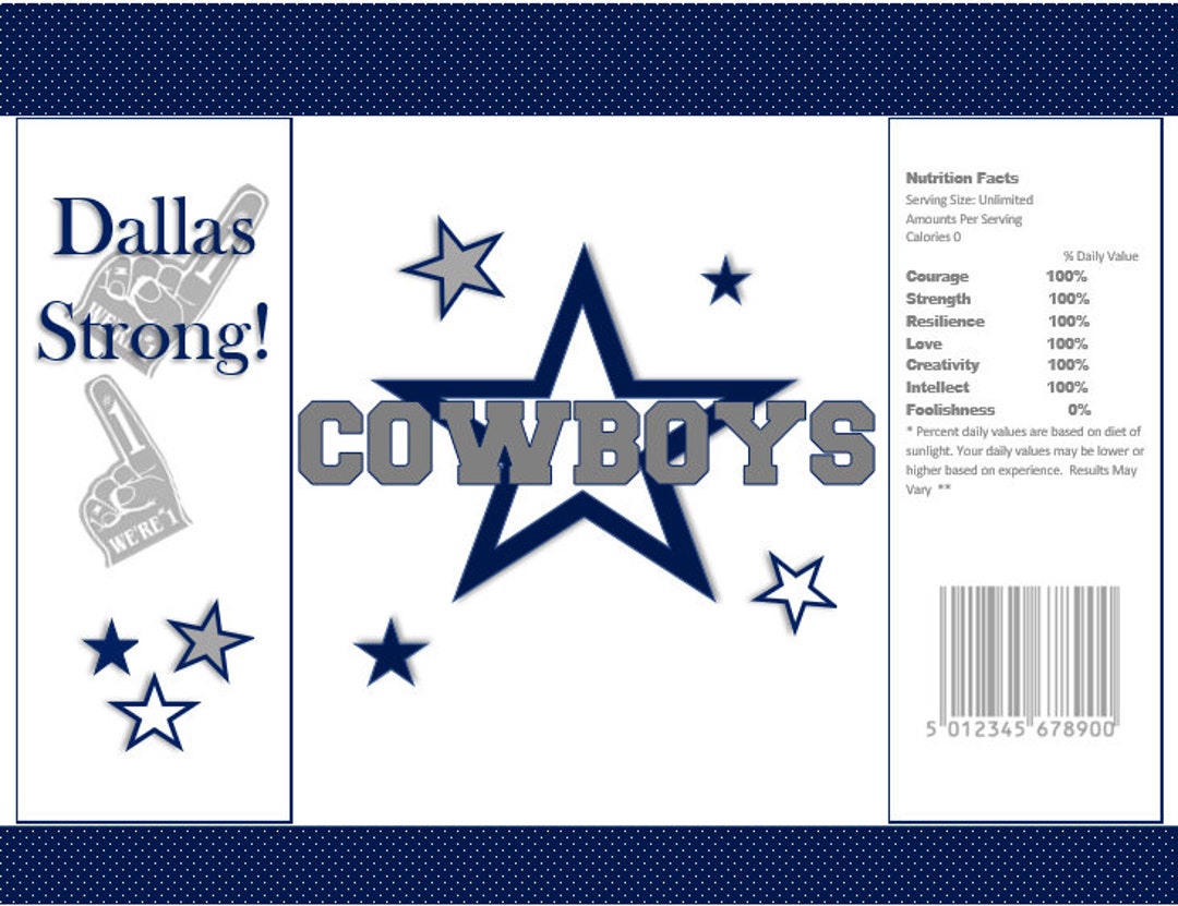 Dallas Cowboys Printable Chip Bag Etsy