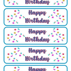 Happy Birthday Printable Downloadable Water Bottle Labels - Etsy