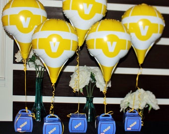 birthday party 22 yellow myler v balloon printed drop box birthday party favors mylar balloons - fortnite party bags