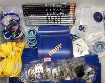 drop box dancing silhouettes birthday party pack dog tags pencils balloons bracelets party favors gaming - fortnite drop box image