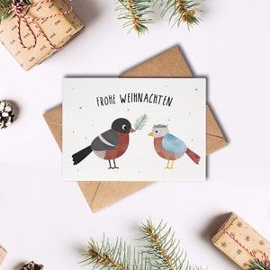 Weihnachtskarte Vogel / Frohe Weihnachten / Postkarte A6 Naturpapier