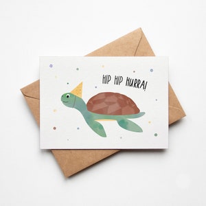 Geburtstagskarte lustig, Schildkröte mit Partyhut, 30 geburtstagskarte, Glückwunsch Geburtstag, geburtstagskarte fur geschenk