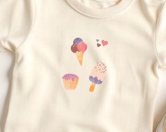 Bügelbild für Kinder / Eis, Cupcake, Herzen, Pink / Bügelpatch, Bild zum Aufbügeln