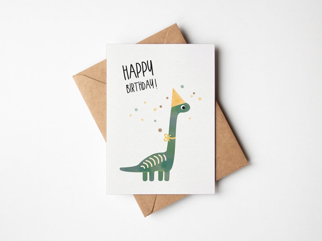 Geburtstagskarte Dinosaurier / Happy Birthday / Postkarte A6