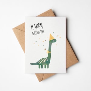 Geburtstagskarte Dinosaurier, Geschenke Kindergeburtstag, Geburtstagskarte Junge, niedlicher Dinosaurier, Happy Birthday Karte, Postkarte A6
