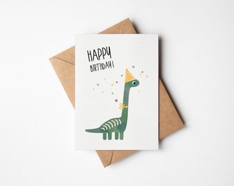 Birthday card dinosaur / happy birthday / postcard A6 recycled paper / greeting card / congratulations