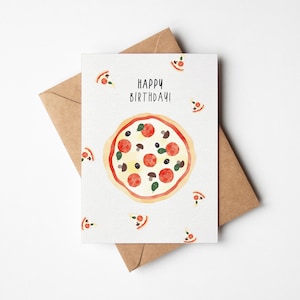 Pizza Karte zum Geburtstag, Pizzaliebhaber, Pizza Party Geburtstagskarte, witzige Geburtstagskarte mit Pizzamotiv