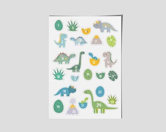 Lutz Mauder Dino-Adventskalender – 24 Papiertüten + Zahlensticker + 4 M Hängeband, Zum Selberbefüllen