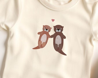 Bügelbild für Kinder / Otter-Liebe / Bügelpatch, Bild zum Aufbügeln / Waldtiere Bügelbild