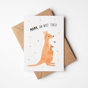 Karte zum Muttertag / beste Mama der Welt / niedliches Känguru / Postkarte A6 Naturpapier