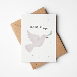 Karte zur Taufe, Taufkarte Taube, Friedenstaube, Geschenk zur Taufe, moderne Taufkarte, schlichte Taufkarte