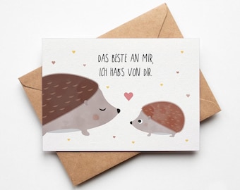 Karte für Mutter, Beste Mama, Mama Liebe, niedlicher Igel, Danke sagen Karte