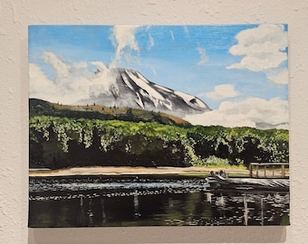 Mt St Helens Over Coldwater Lake 14x18 Original Oil on Canvas