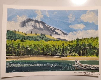Coldwater Lake 5x7 original gouache painting