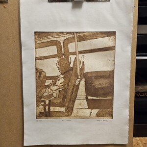 5 Schläfer - 1 von 2 Intaglio Druck original Kupferplatte Radierung 20x23 cm Weiß Papier Variation