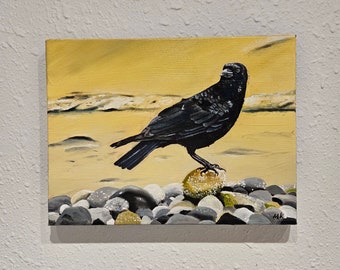 Carkeek Crow 9x12 original oil painting on canvas