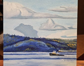 Puget Sound Blue 8x8 Original Oil Painting on Canvas board