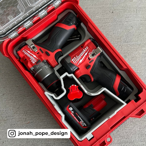 M12 Drill & Impact Insert for Milwaukee Packout by Jonah Pope Design | Custom Packout Insert | Tool Organization | (48-22-8435)