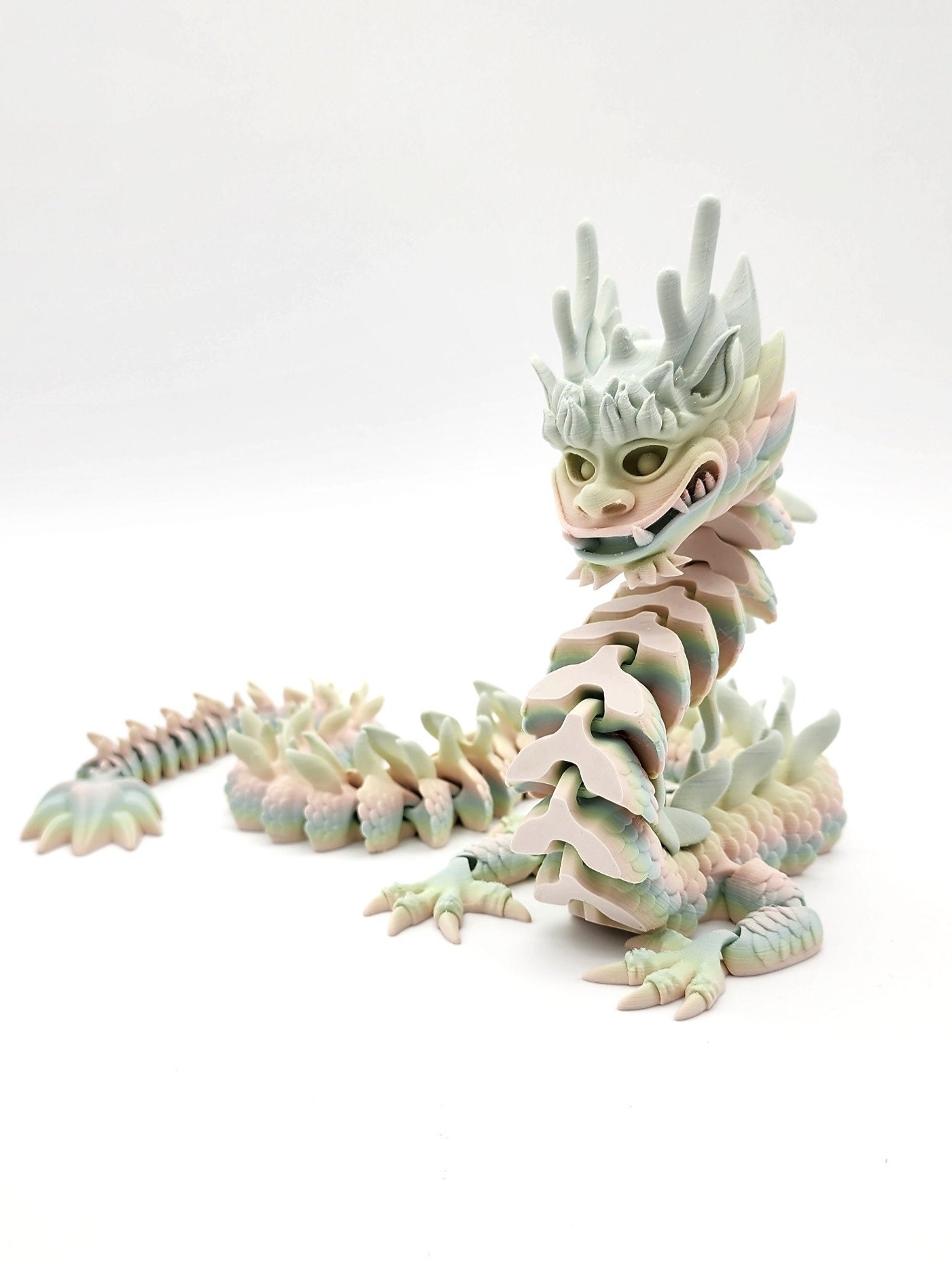 Articulated Dragon Rainbow Silk 3D Printed