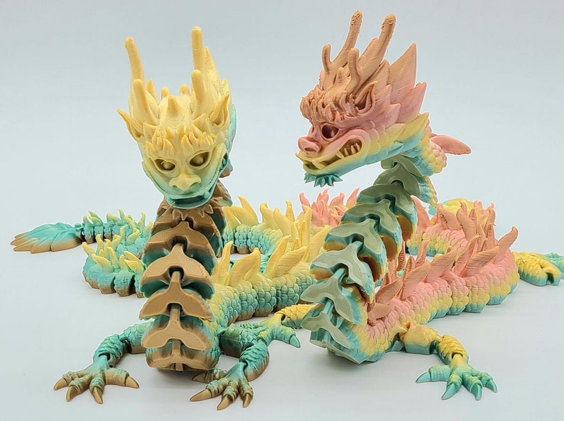 Articulated Dragon | 3D Printed | Toy | Flexible | Fidget | Stress Toy ...